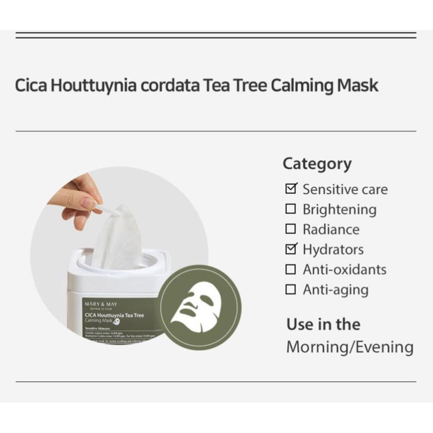 Mary & May Cica Houttuynia Tea Tree Calming Mask EXP 12.26 | 30 Daily Mask Sheet