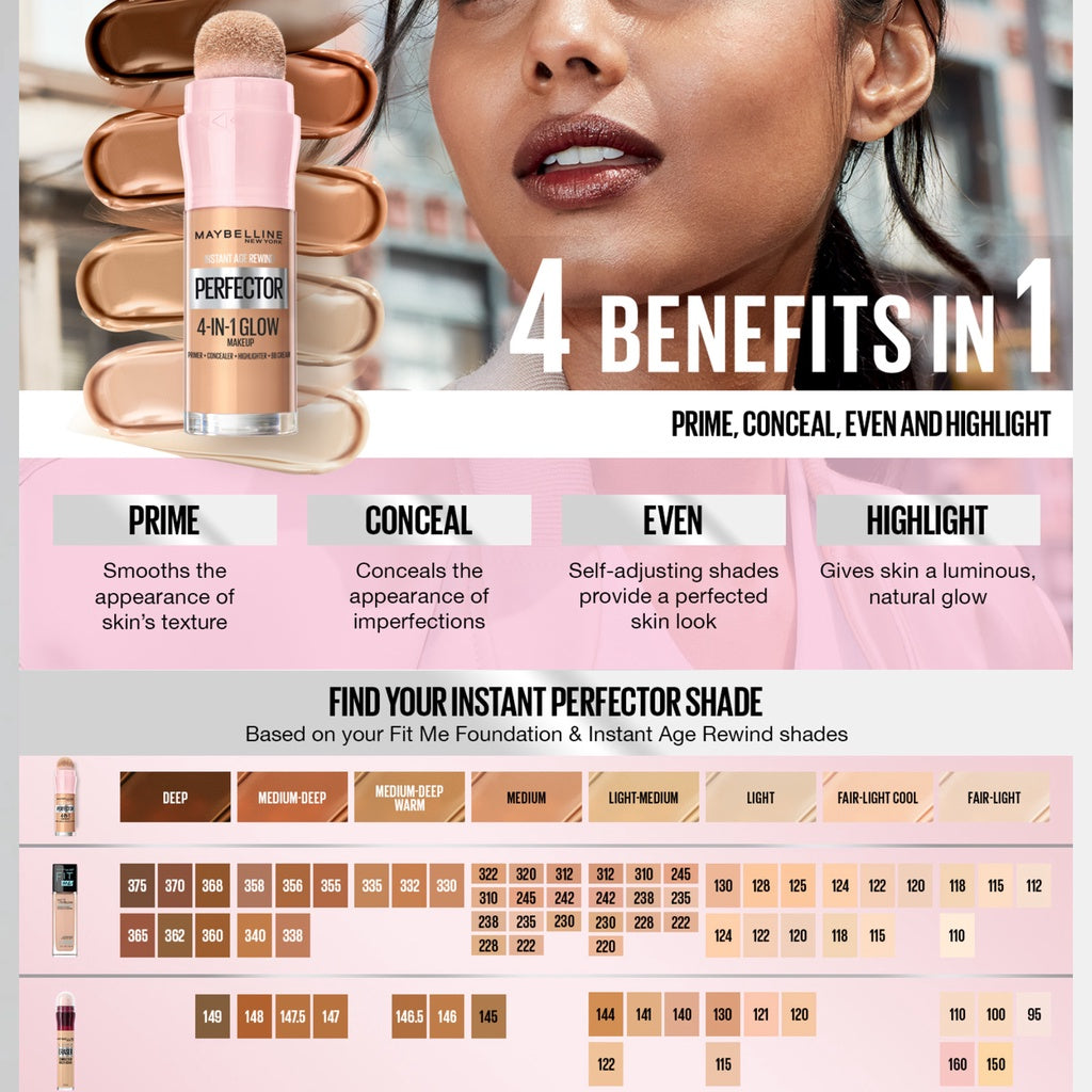 Maybelline Instant Age Rewind Perfector 20ml | US Version | 4-in-1 Glow Makeup