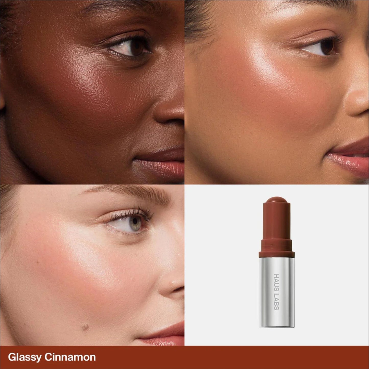 Haus Labs Color Fuse Glassy Blush Balm 5g | Lip + Cheek Blush Balm Stick GLASSY CINNAMON