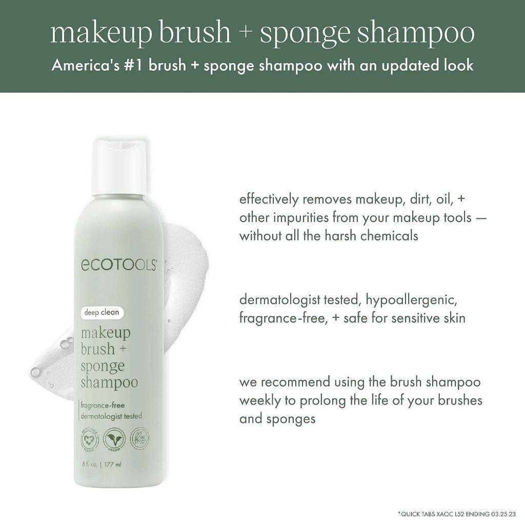 Ecotools Makeup Brush + Sponge Shampoo 177ml