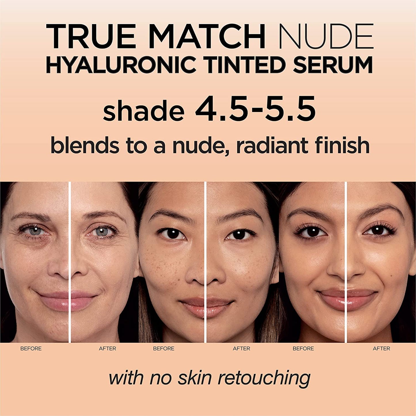 L'Oreal True Match Nude Hyaluronic Tinted Serum Foundation 30ml | Natural & Radiant Finish 4.5-5.5 RICH MEDIUM