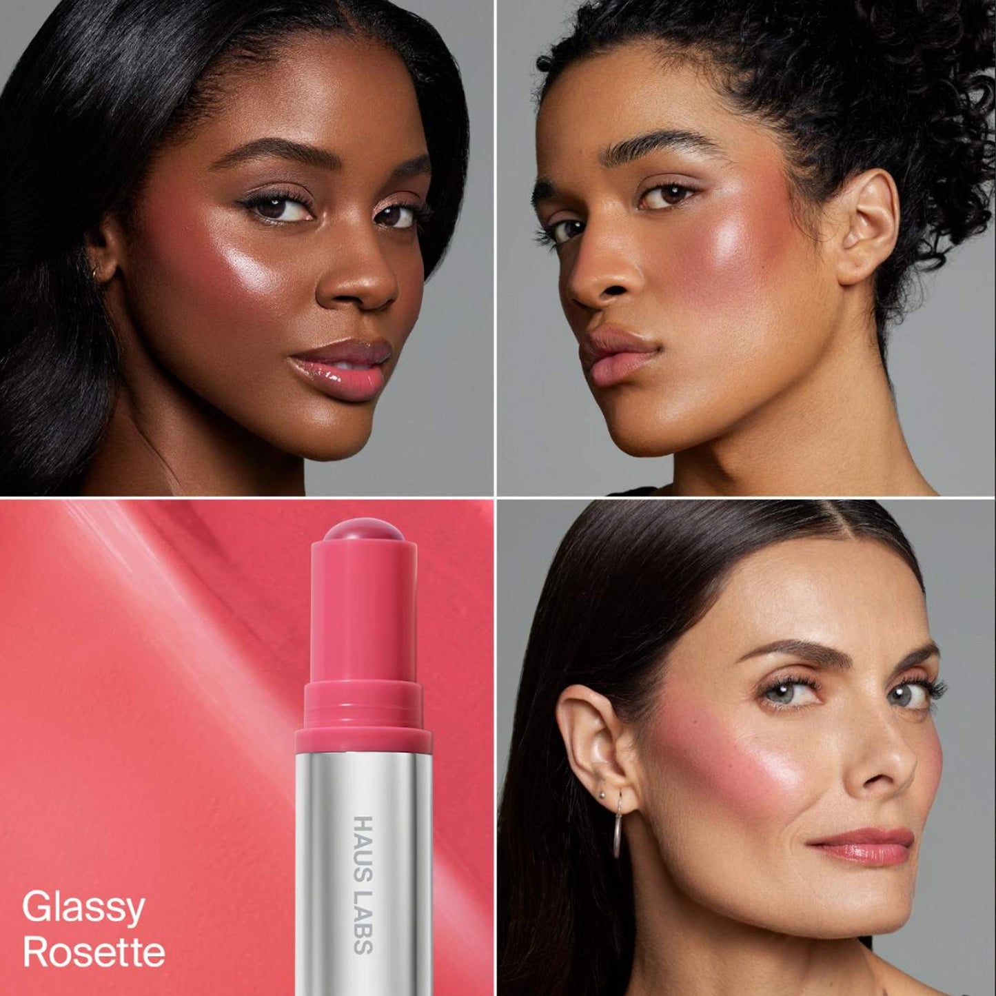 Haus Labs Color Fuse Glassy Blush Balm 5g | Lip + Cheek Blush Balm Stick GLASSY ROSETTE