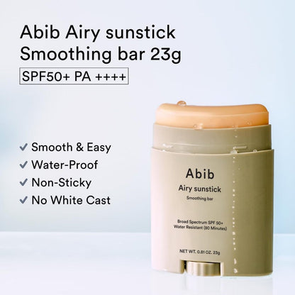Abib Airy Sunstick Smoothing Bar SPF50 23g EXP 01.27 | Non-Sticky Semi-Matte Finish
