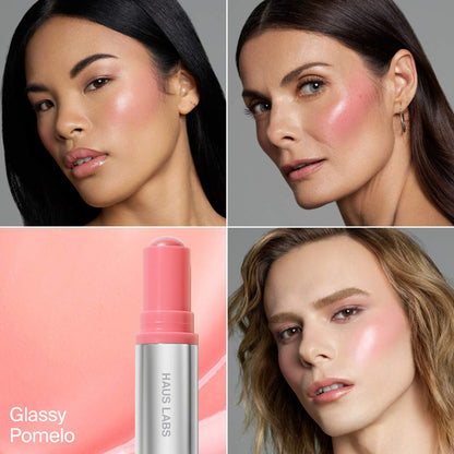 Haus Labs Color Fuse Glassy Blush Balm 5g | Lip + Cheek Blush Balm Stick GLASSY POMELO