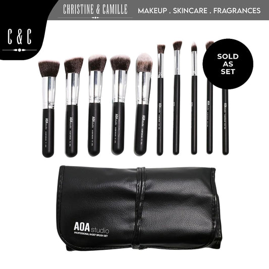 AOA 10-Piece Hi-DEF Brush Set | Makeup Pouch Included