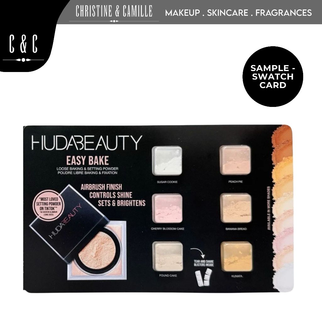 Huda Beauty Easy Bake Loose Baking & Setting Powder Swatch Card