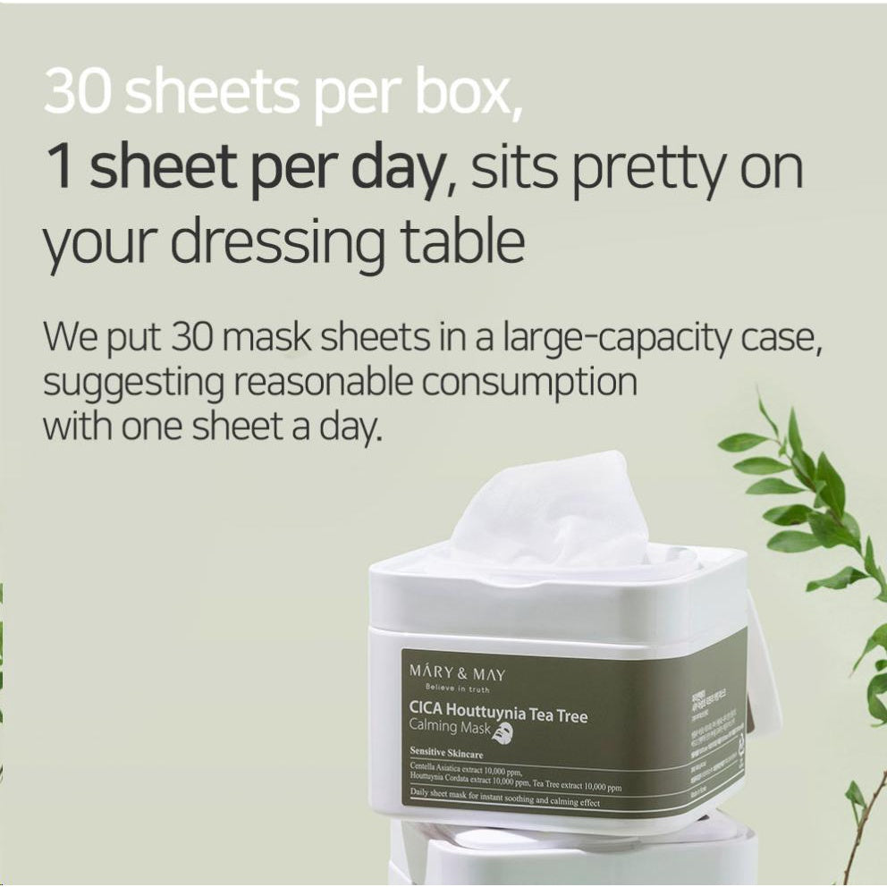 Mary & May Cica Houttuynia Tea Tree Calming Mask EXP 12.26 | 30 Daily Mask Sheet