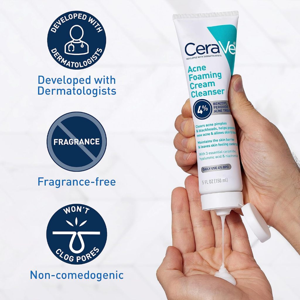 Cerave Acne Foaming Cream Cleanser 150ml EXP 08.27 | Clears Acne & Blackheads