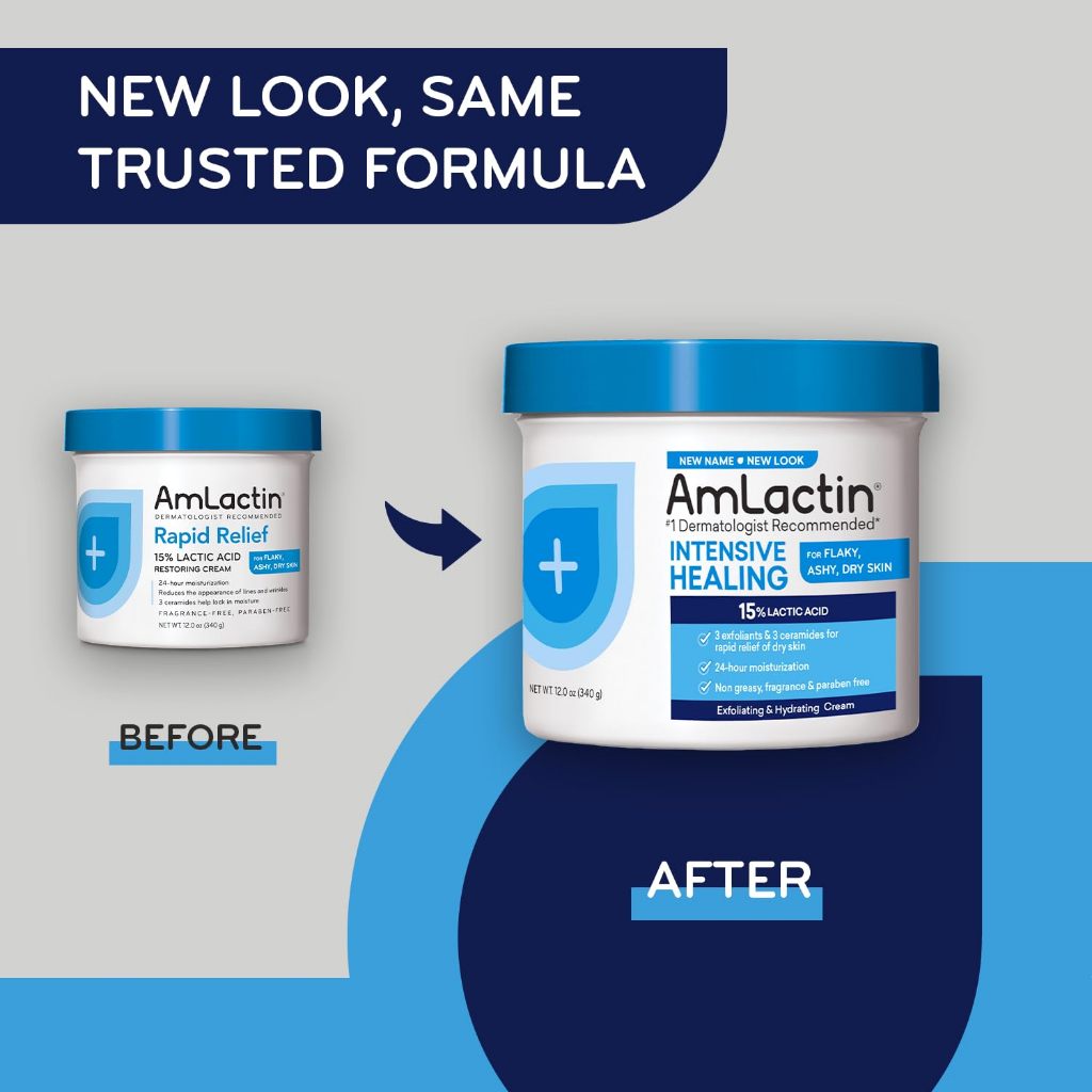 Amlactin Intensive Healing 15% Lactic Acid Cream 340g | For Flaky, Ashy, Dry Skin
