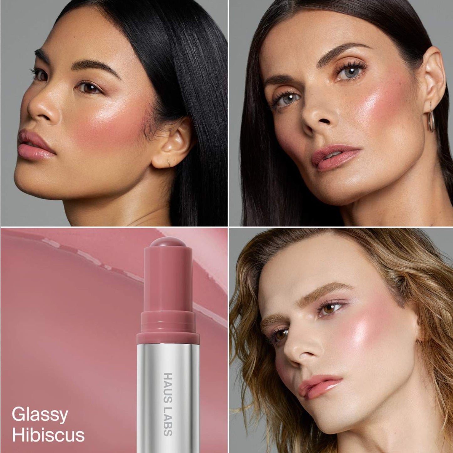 Haus Labs Color Fuse Glassy Blush Balm 5g | Lip + Cheek Blush Balm Stick GLASSY HIBISCUS