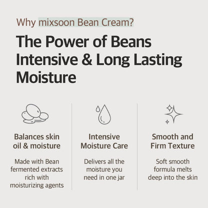 Mixsoon Bean Cream 50ml EXP 01.27 | Long-Lasting Soothing & Hydration Cream
