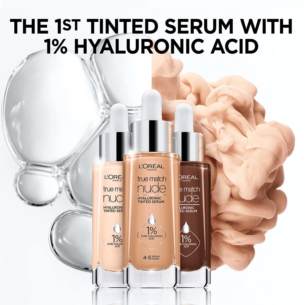 L'Oreal True Match Nude Hyaluronic Tinted Serum Foundation 30ml | Natural & Radiant Finish