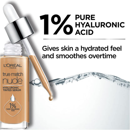 L'Oreal True Match Nude Hyaluronic Tinted Serum Foundation 30ml | Natural & Radiant Finish