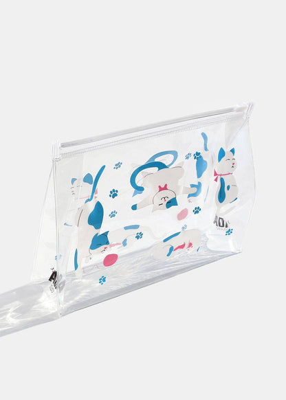 AOA Studio Clear Makeup Pouch | PVC Makeup Pouch PLAYFUL KITTENS
