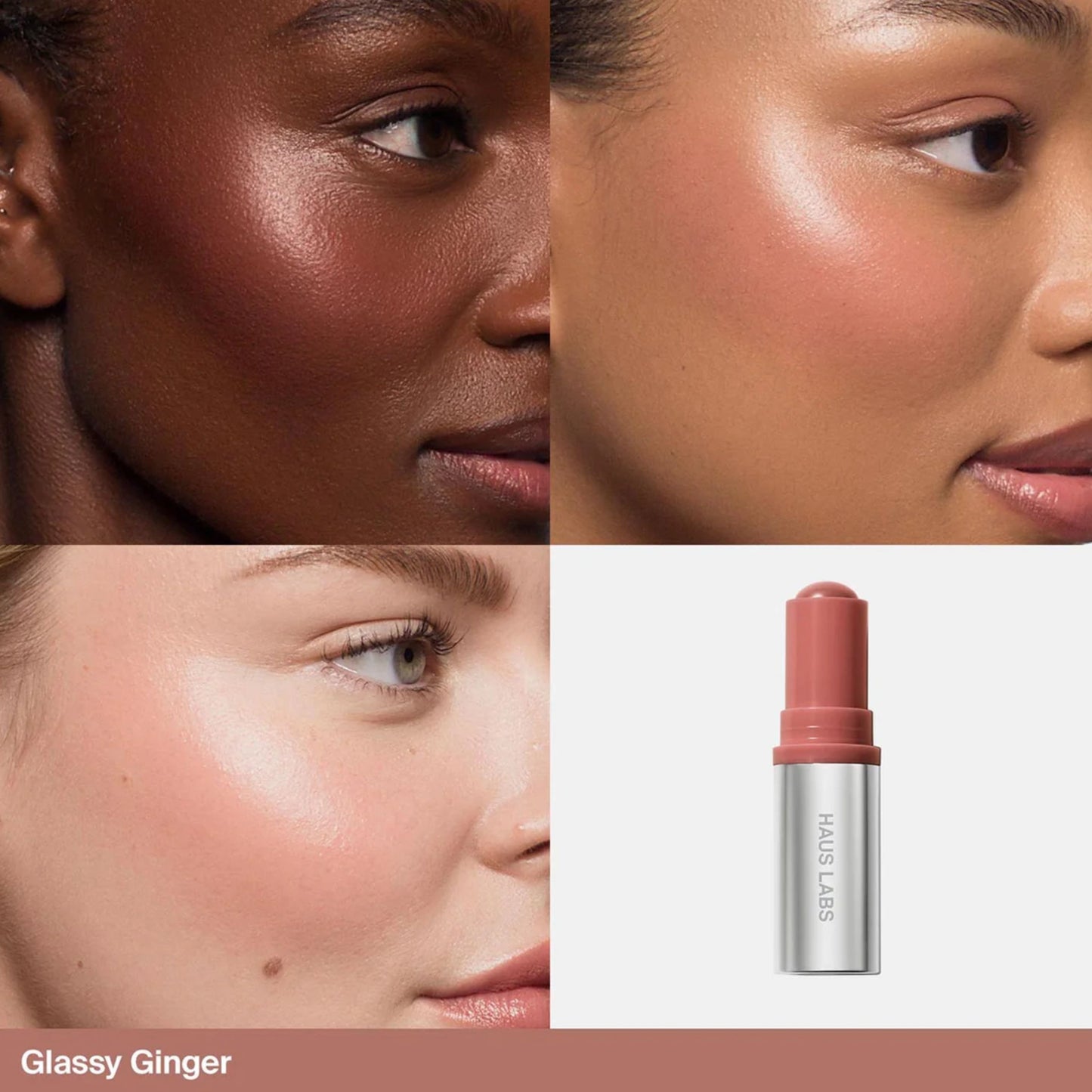 Haus Labs Color Fuse Glassy Blush Balm 5g | Lip + Cheek Blush Balm Stick GLASSY GINGER