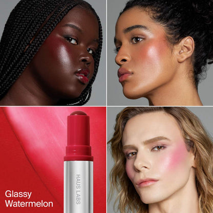 Haus Labs Color Fuse Glassy Blush Balm 5g | Lip + Cheek Blush Balm Stick GLASSY WATERMELON