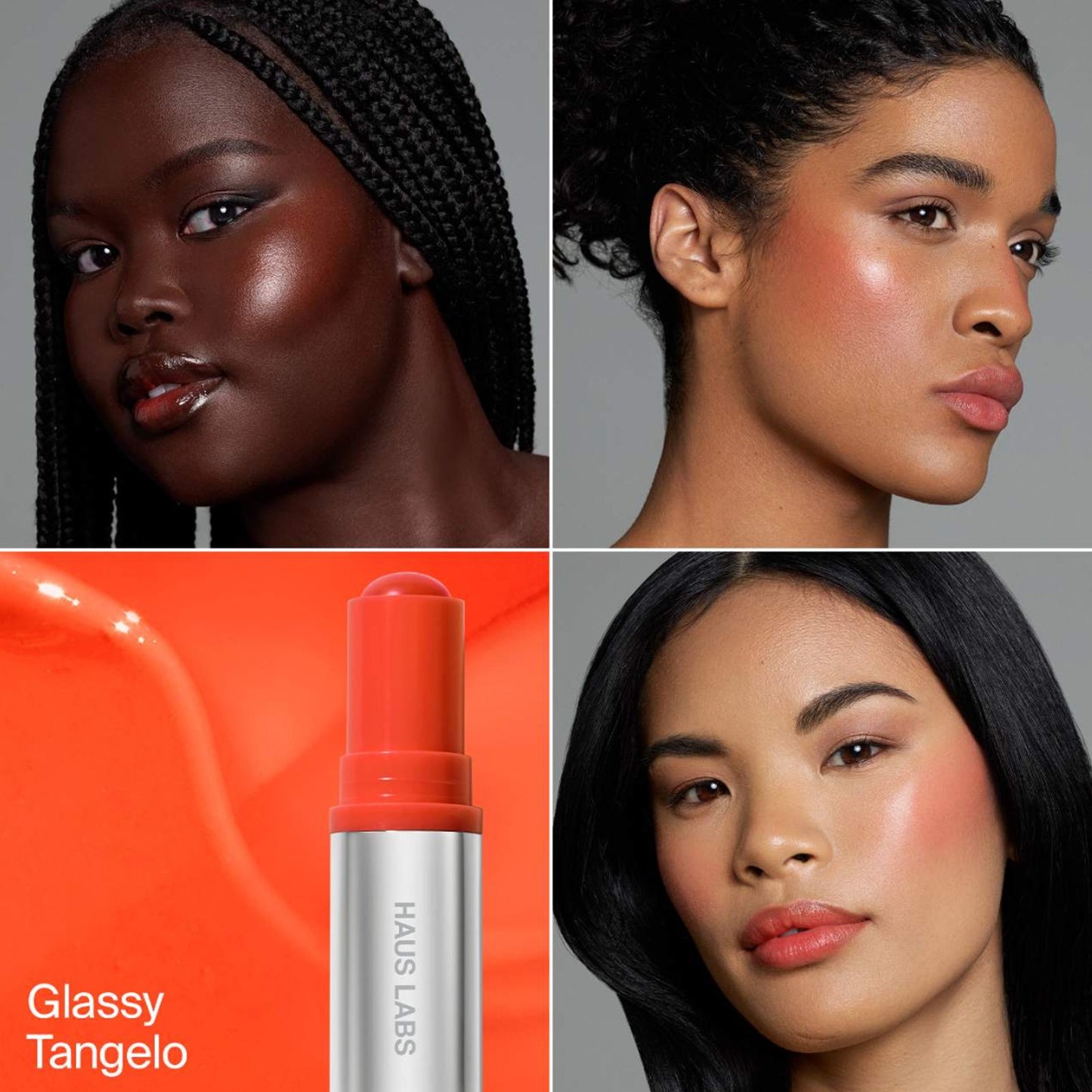 Haus Labs Color Fuse Glassy Blush Balm 5g | Lip + Cheek Blush Balm Stick GLASSY TANGELO