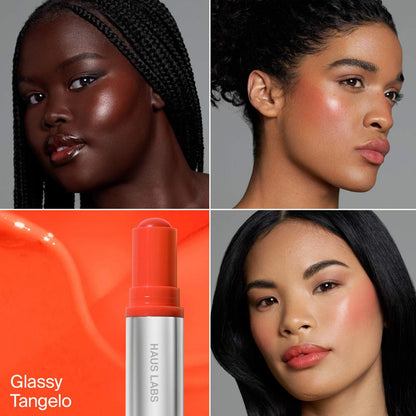 Haus Labs Color Fuse Glassy Blush Balm 5g | Lip + Cheek Blush Balm Stick GLASSY TANGELO